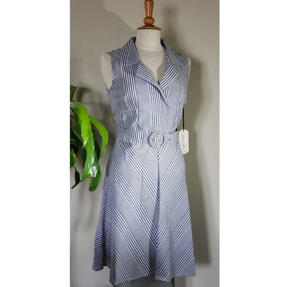 NWT Blue & White Stripe Shirt Dress #11